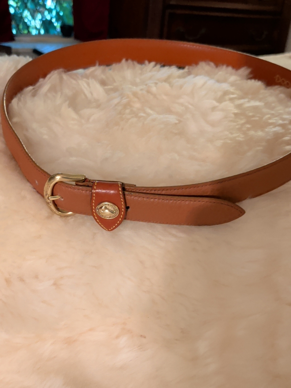 Dooney&Bourke Leather Waist Belt in Tan with Gold Buckle